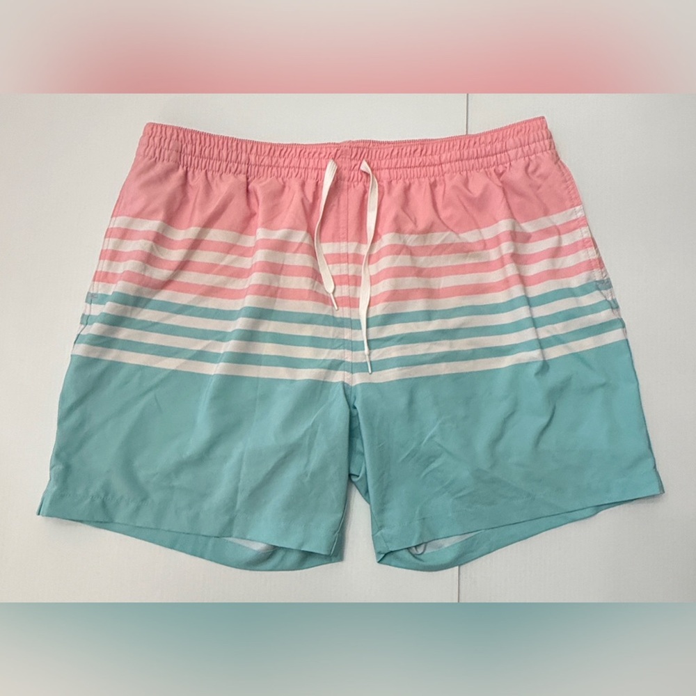 Chubbies Pink and Blue Striped Swim Trunks 5.5 Inch Inseam - Lined - Size XXL